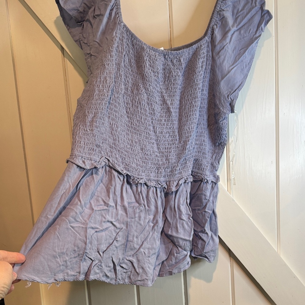 Chic Soul Lavender Smocked Peplum Blouse - Picture 2 of 5